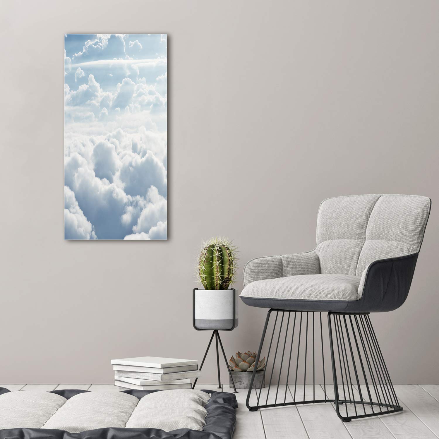 Tulup Impression sur Verre de 50x100 cm Image Tableau Photo décorative panoramique pour la Cuisine et Le Salon - Paysage - Vol au Dessus des Nuages - Blanc