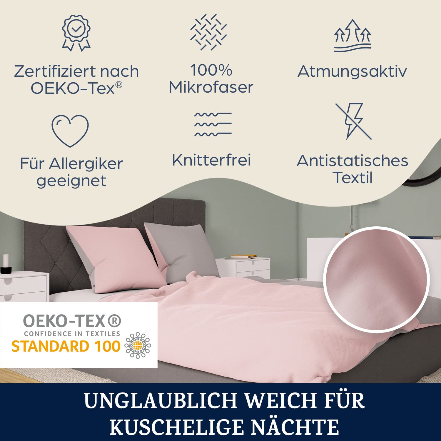 sleepwise Bettwäsche 200x200 Sommer Bettwäsche 3tlg- ÖKO-TEX, Traumhaft Weich, Atmungsaktiv, Bügelfrei & Knitterfrei
