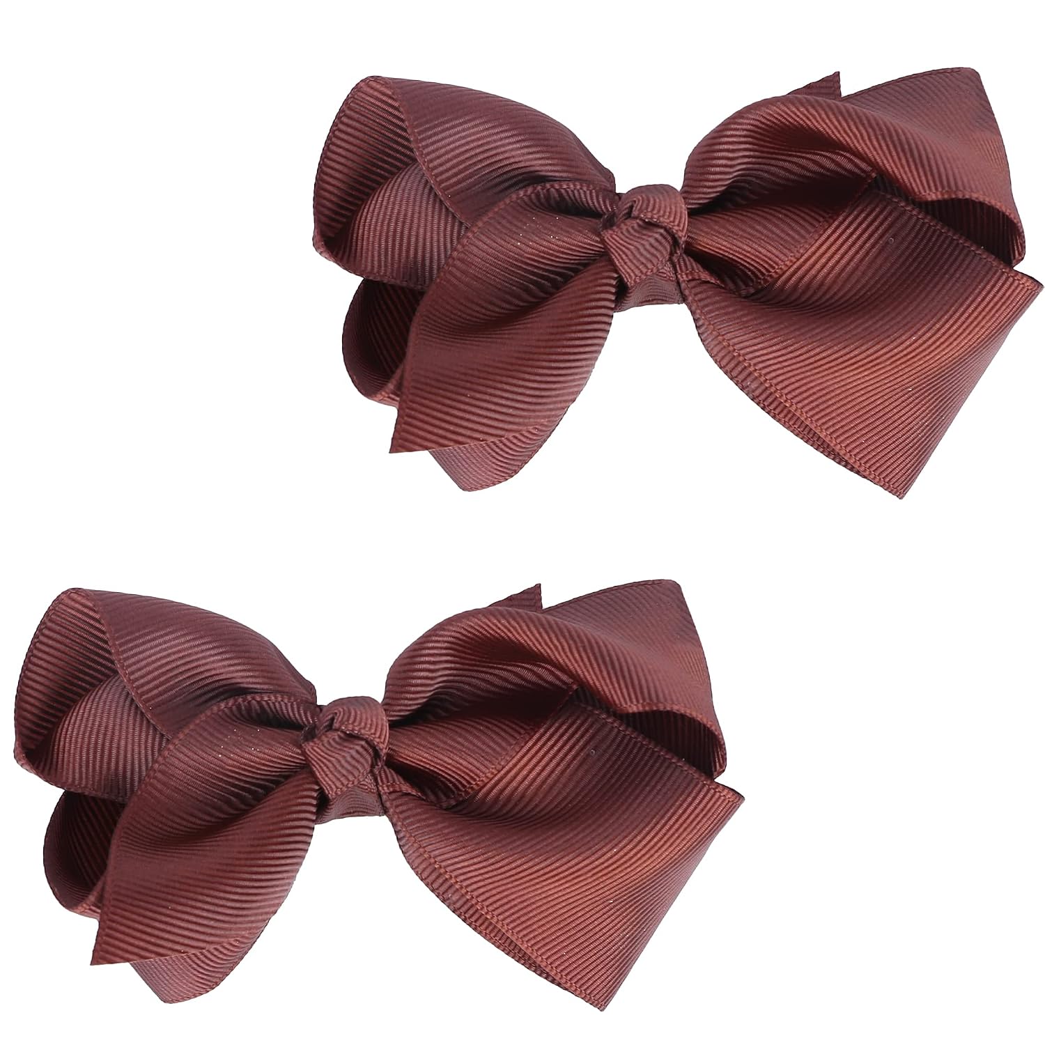 3 Inch Grosgrain Bow for Little Girls- Set of 2 (Burgundy)