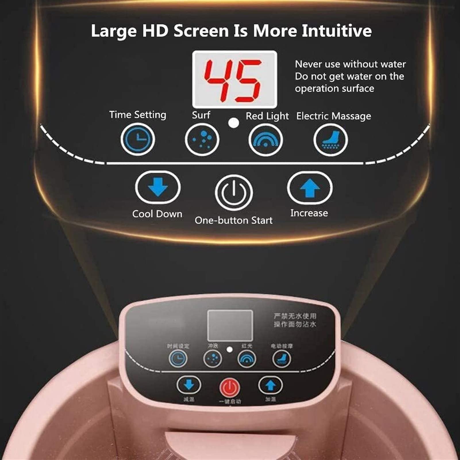 Idromassaggiatore Plantare Elettrico con Bolle Calore Vibrazione, Schermo LED, Spray Doccia 3D può Alleviare L'affaticamento E Favorire La Circolazione Sanguigna
