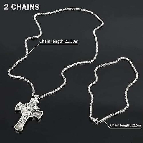 Miniatura 2 de LeapoFaith Colgante de cruz de Jesús para espejo retrovisor de automóvil, accesorios colgantes, decoración de adorno de cruz de acero inoxidable,