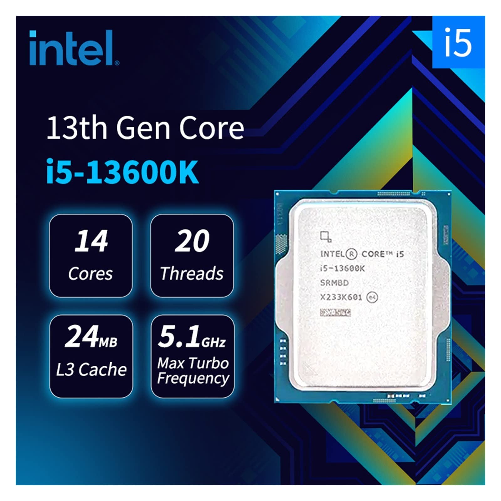 I5 13600K 13th Gen CPU Processor 14-Core 20-Thread 5.1GHz L3