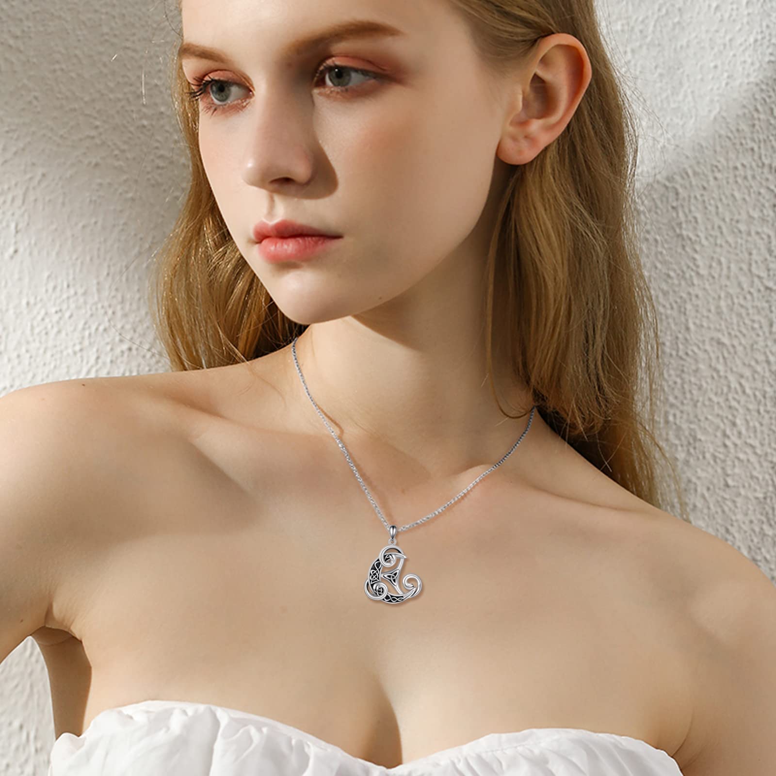 ONEFINITY Keltische Halskette 925 Sterling Silber Mond Wikinger Anhänger Triskele Triskelion Halskette Keltische Schmuck Geschenke für Damen Männer