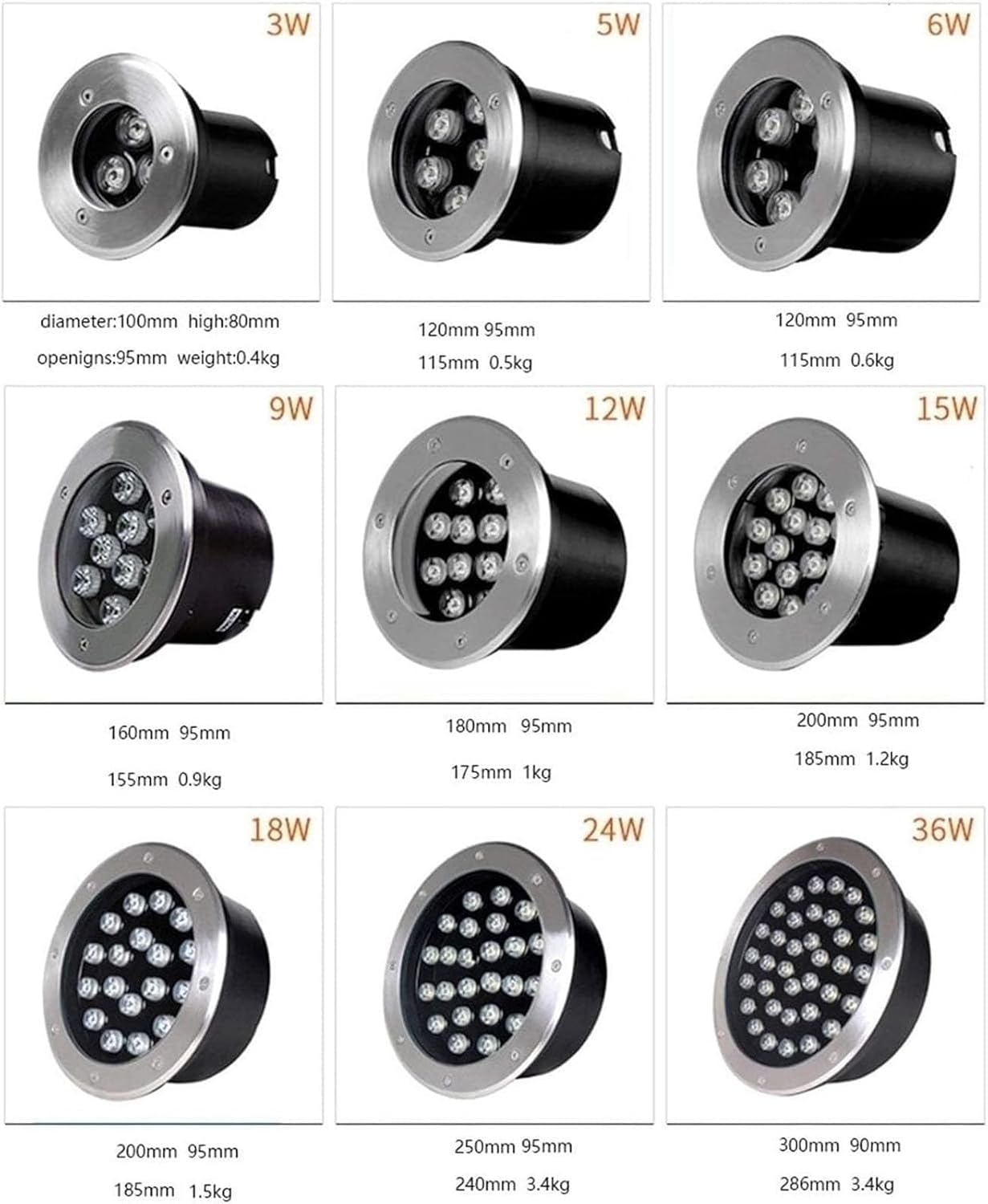 Underwater Pond Lights Buried Garden Lamp for Garden Square Pool Illumination(15W 12V)