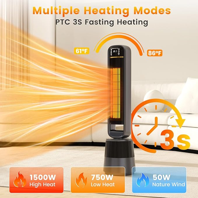 Calefactor Eléctrico Portátil Cerámico PTC 1500W 120V miniatura 2