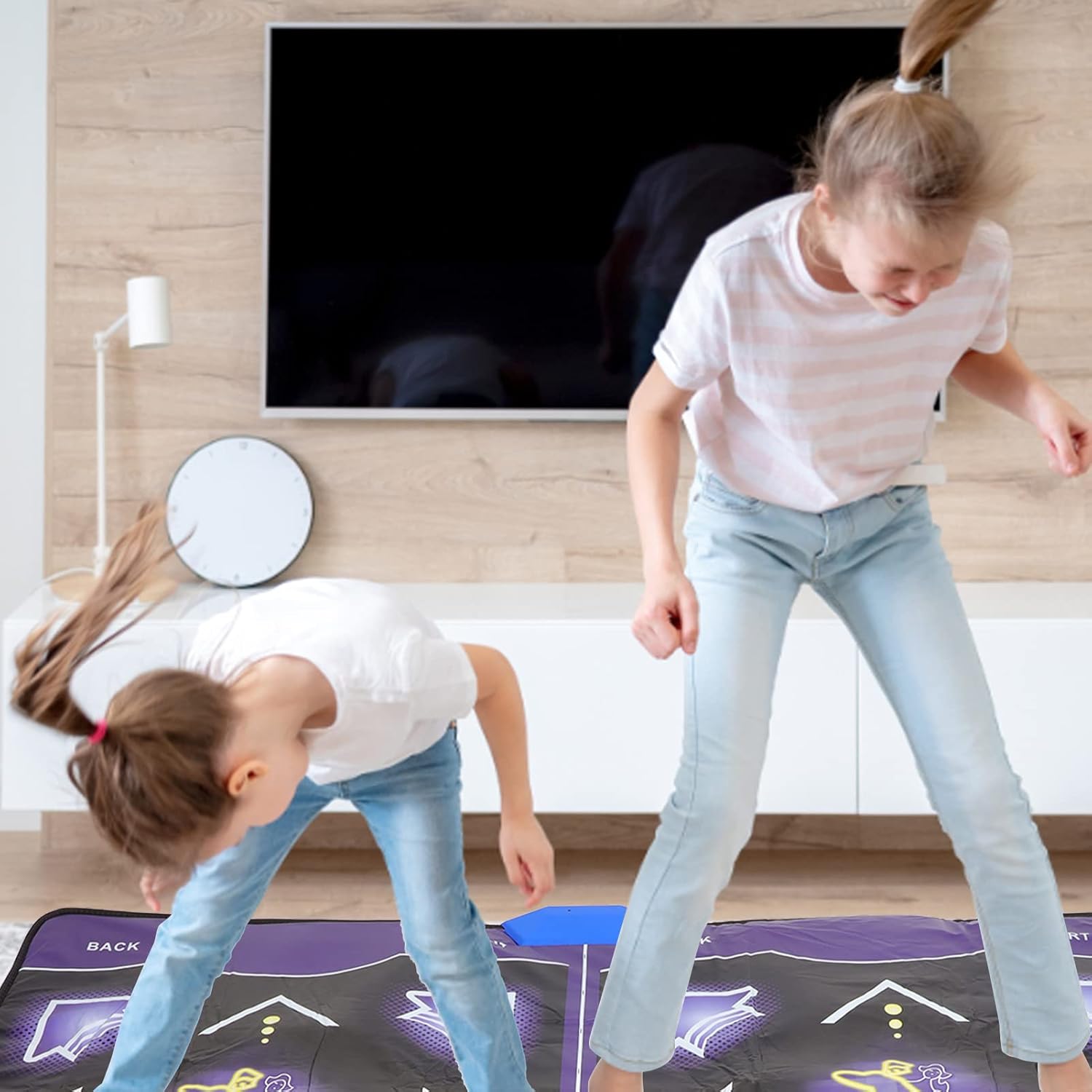 Double User Dance Floor Mat, Wireless Non Slip Dancer Step Pads, Support Memory Card High Elasticity and Sensitivity, Christmas Birthday Gift Non Slip Dance Pad Mat for Kids Adults
