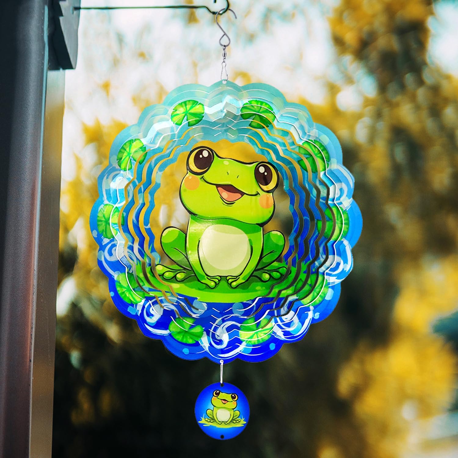 3D Metal Wind Spinner-Hanging Frog Wind Spinner Gifts for Women Mom Grandma Wife,12in Spinfinity Designs Wind Spinners for Outdoor & Indoor Decorations