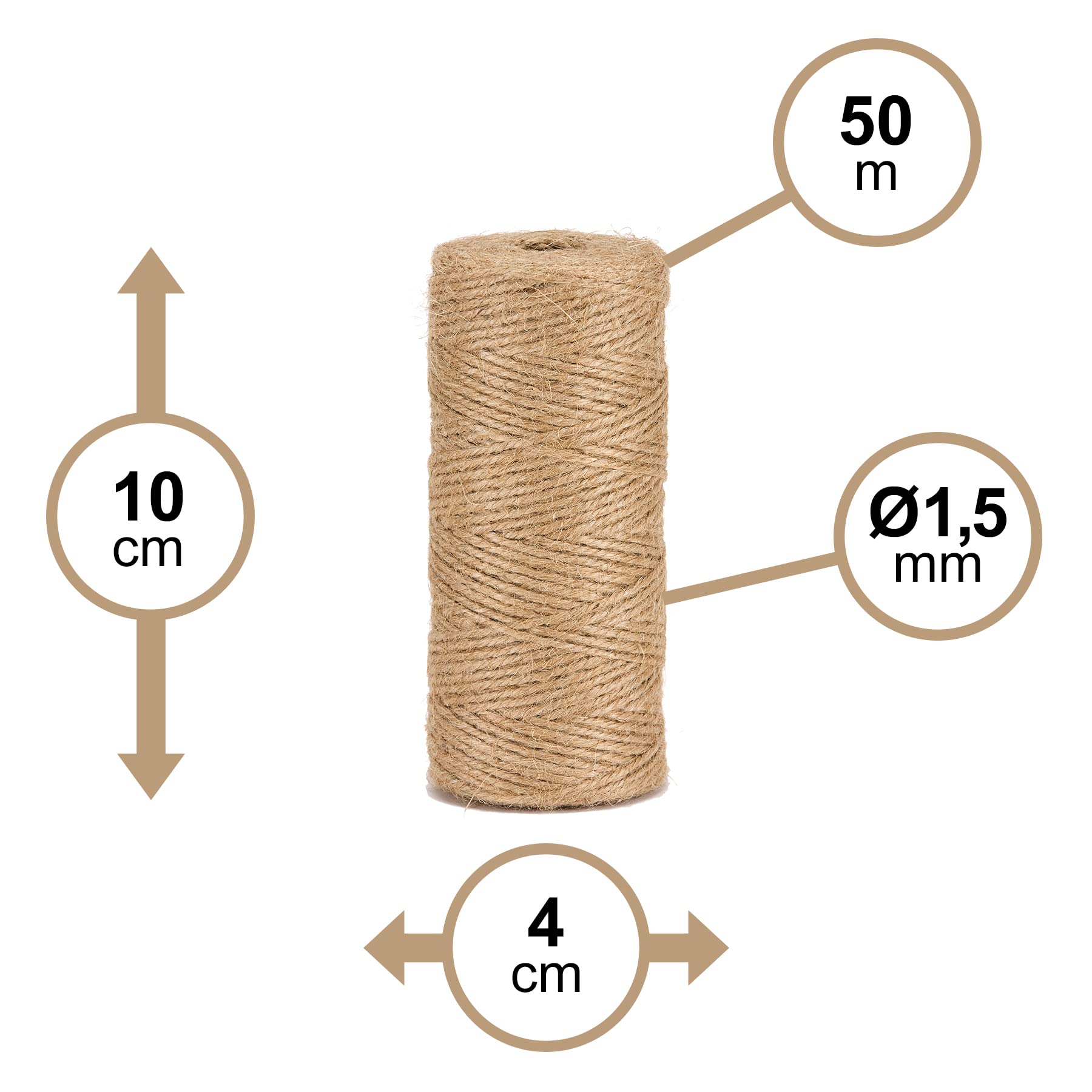 Spago Di Iuta Naturale La Cordeline BJN50: 50 Metri, Ø1,5mm - Per Giardinaggio, Fai Da Te E Macramè - 2