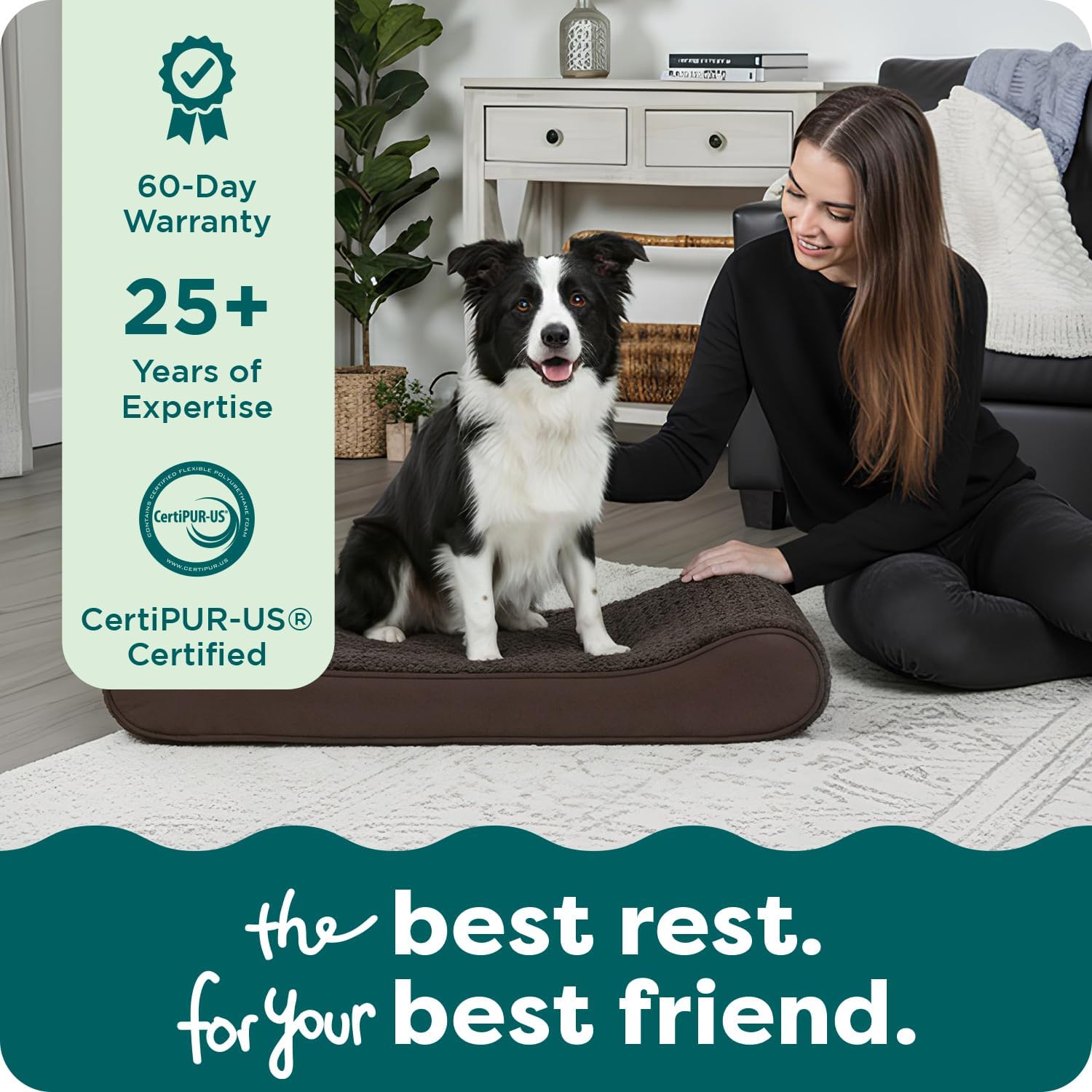 Furhaven Orthopedic Dog Bed for Large/Medium Dogs w/ Removable Washable Cover, For Dogs Up to 38 lbs - Ultra Plush Faux Fur & Suede Luxe Lounger Contour Mattress - Chocolate, Large