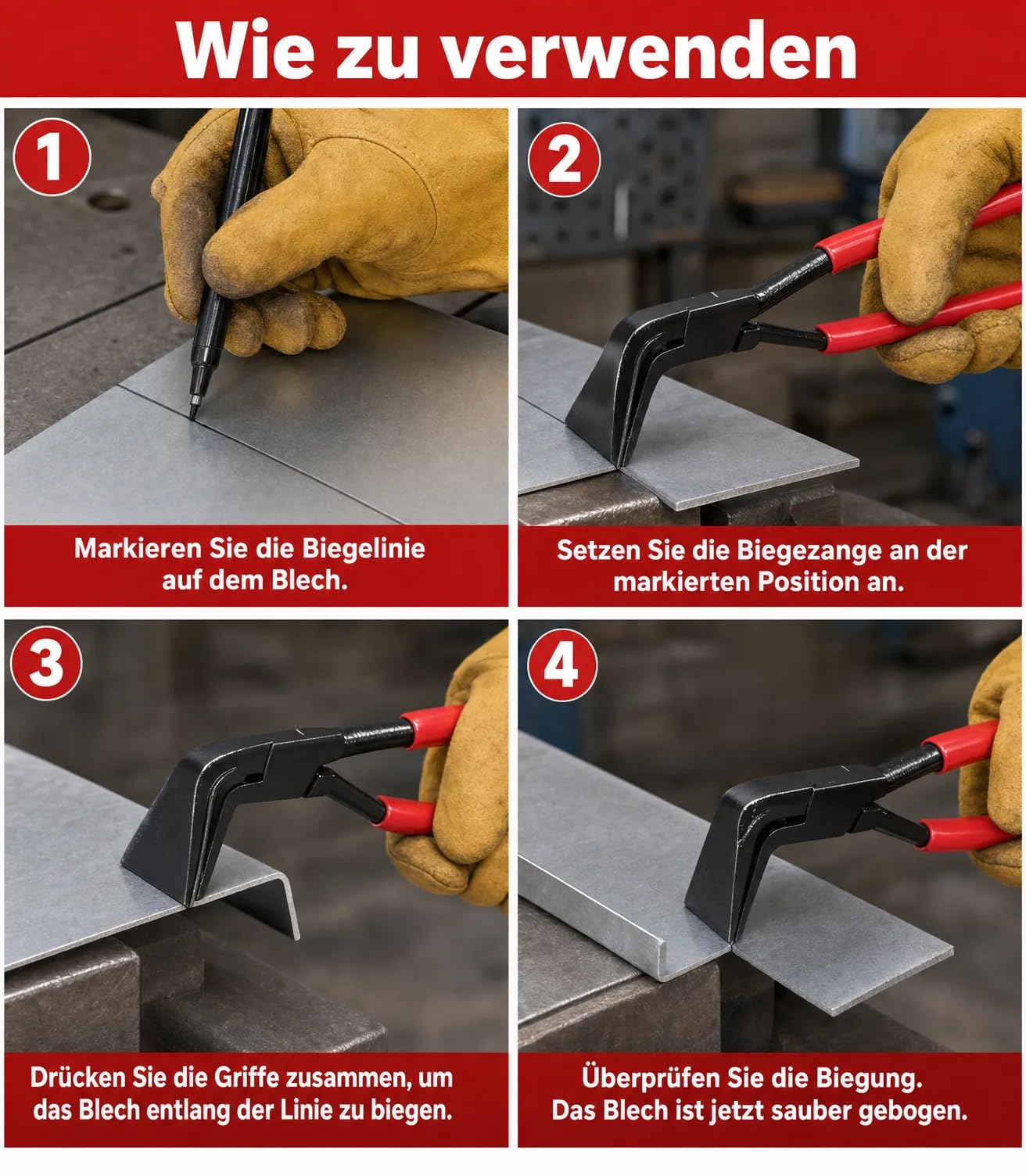 Lot de 3 Pinces Plieuses à Tôle 0° 45° 90°, Pinces à Border 270 mm pour Pliage de Tôle, Mâchoires 60 mm en Acier Carbone, Outils de Cintrage pour Aluminium, Cuivre, Zinc, Acier Fin
