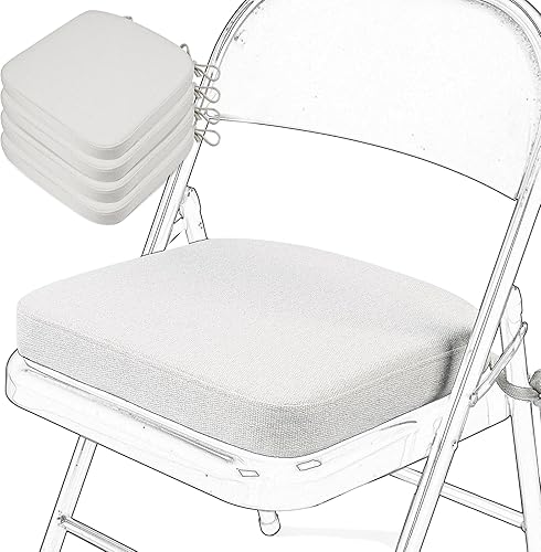 Miniatura 16 de SINOSSO Cojín de espuma viscoelástica para silla plegable, 1 unidad, almohadilla cuadrada gruesa de 2 pulgadas para silla de cocina con lazos, cojín