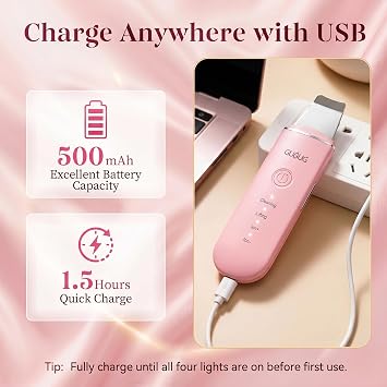 GUGUG Skin Scrubber Face Spatula - Skin Spatula Blackhead Remover Pore Cleaner with 4 Modes, Skin Care Tools-Pink