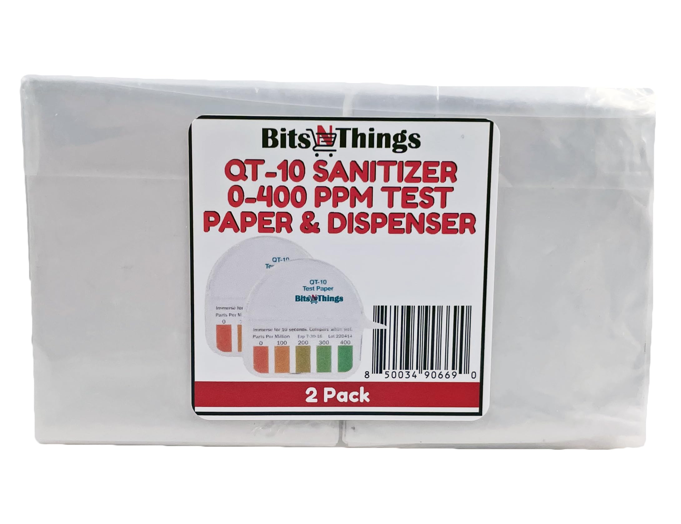 Noble QT-10 dispensador de papel de prueba cuaternaria - 0-400ppm (paquete de 2)