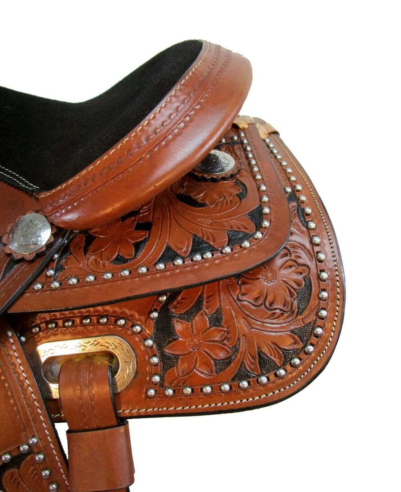 Cavallo per pony occidentale, in pelle, per bambini, motivo floreale, ME-WLS-231
