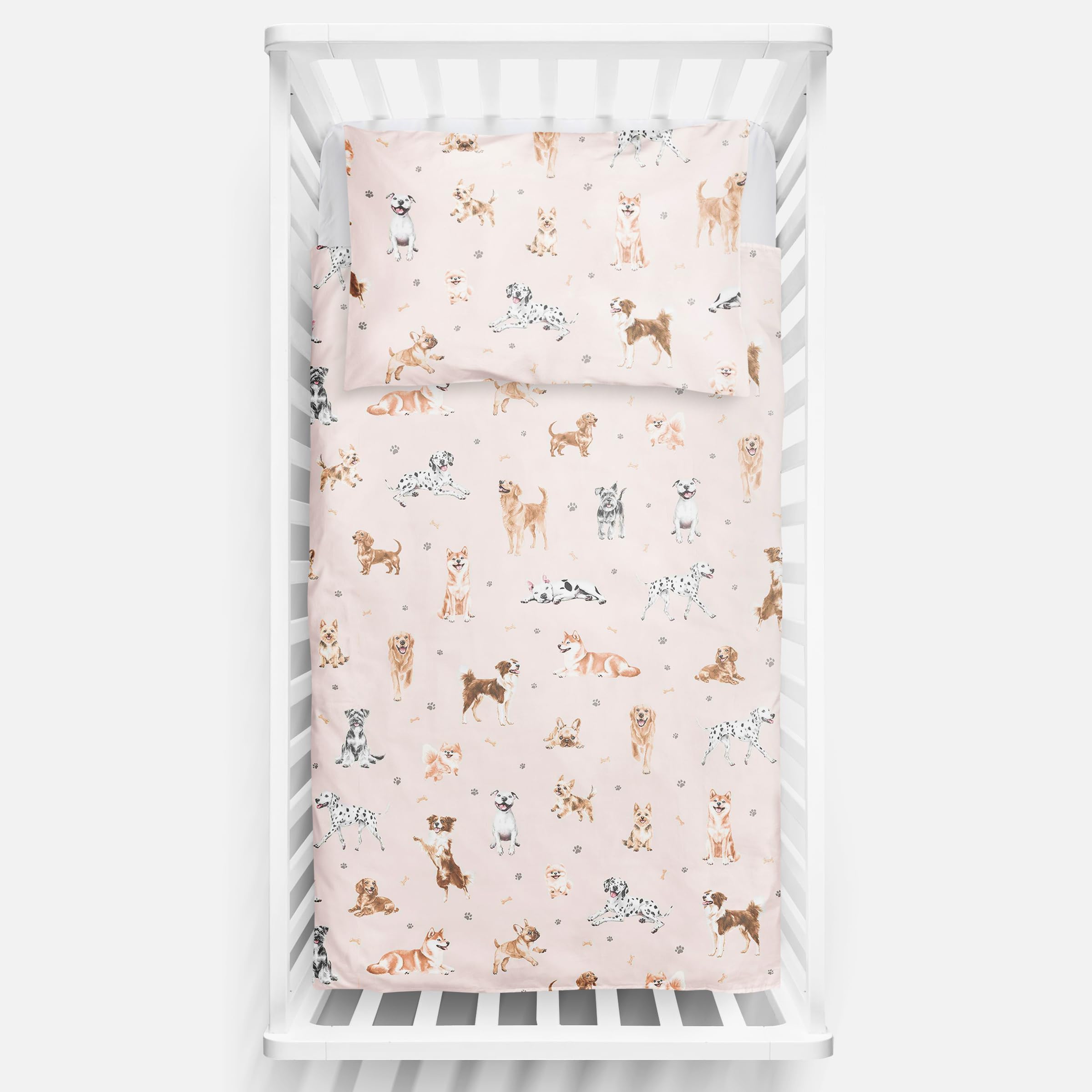 Baby Comfort 4 Piece Duvet Pillow Duvet Cover Pillowcase 100x75 cm Bedding Set 12M+ (Doggies)