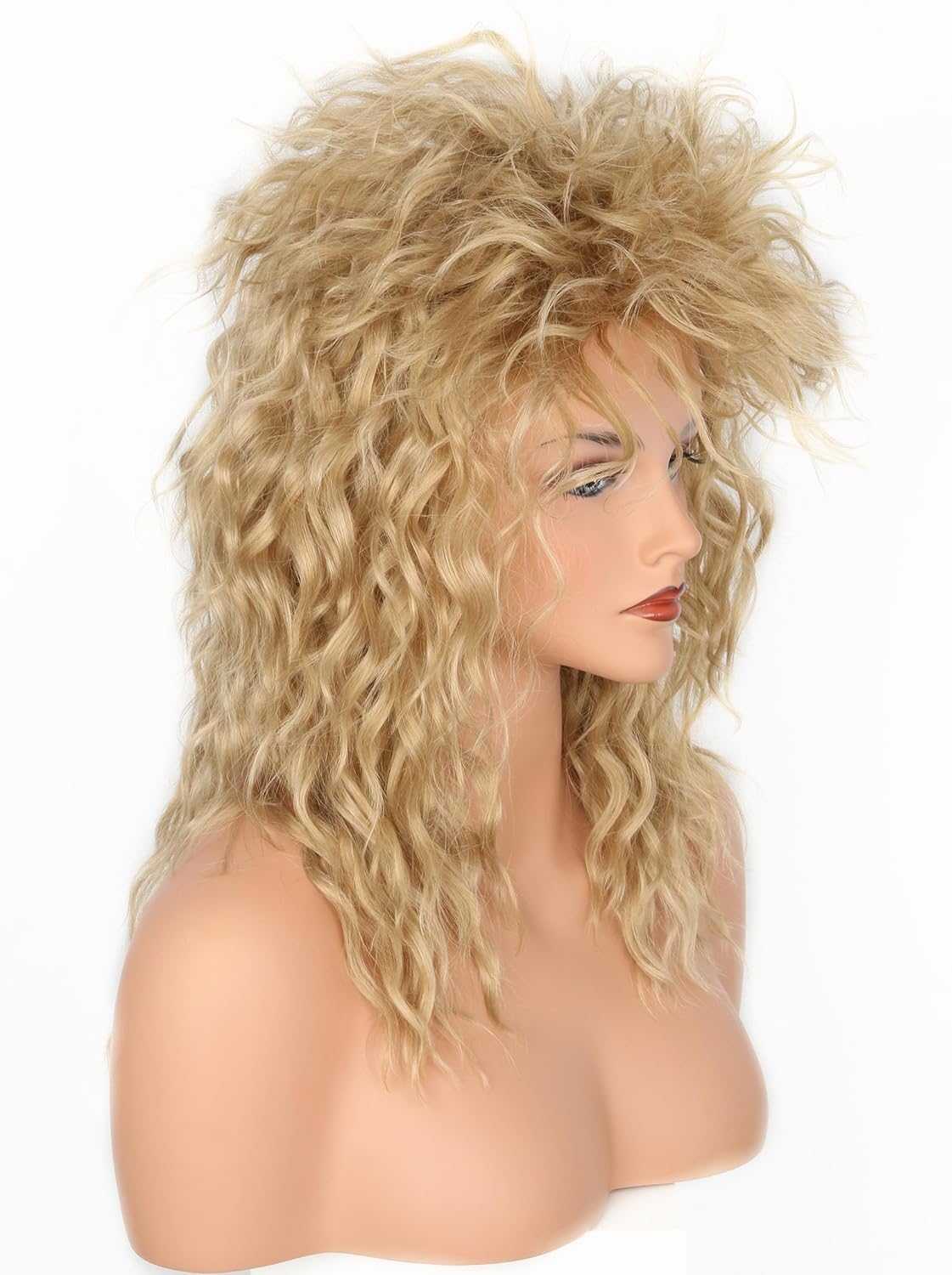 LeMarnia 80s Wigs for Women Rock Diva Costume Wig Light Brown Fluff Curly Mullet Wigs Halloween Party Wig - Image 3