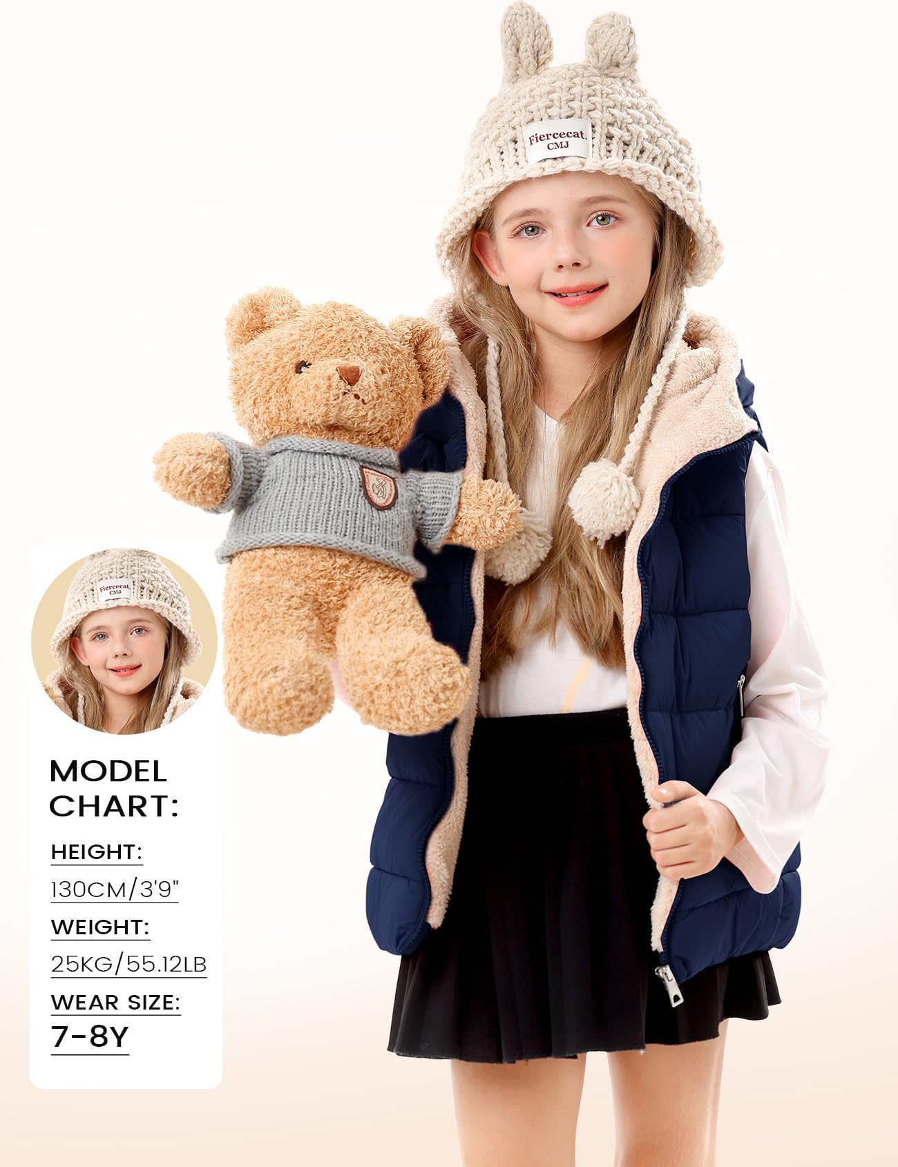 Yimoon Warme Pufferweste für Mädchen und Jungen, Kinder, mit Kapuze, Steppweste, Flanell, gefütterte Weste, Oberbekleidung