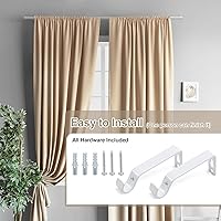 Vista 7 de Barras de cortina blancas para ventanas de 66 a 137 pulgadas, juego de barras opacas resistentes de 5/8 pulgadas, barras de cortina rústicas