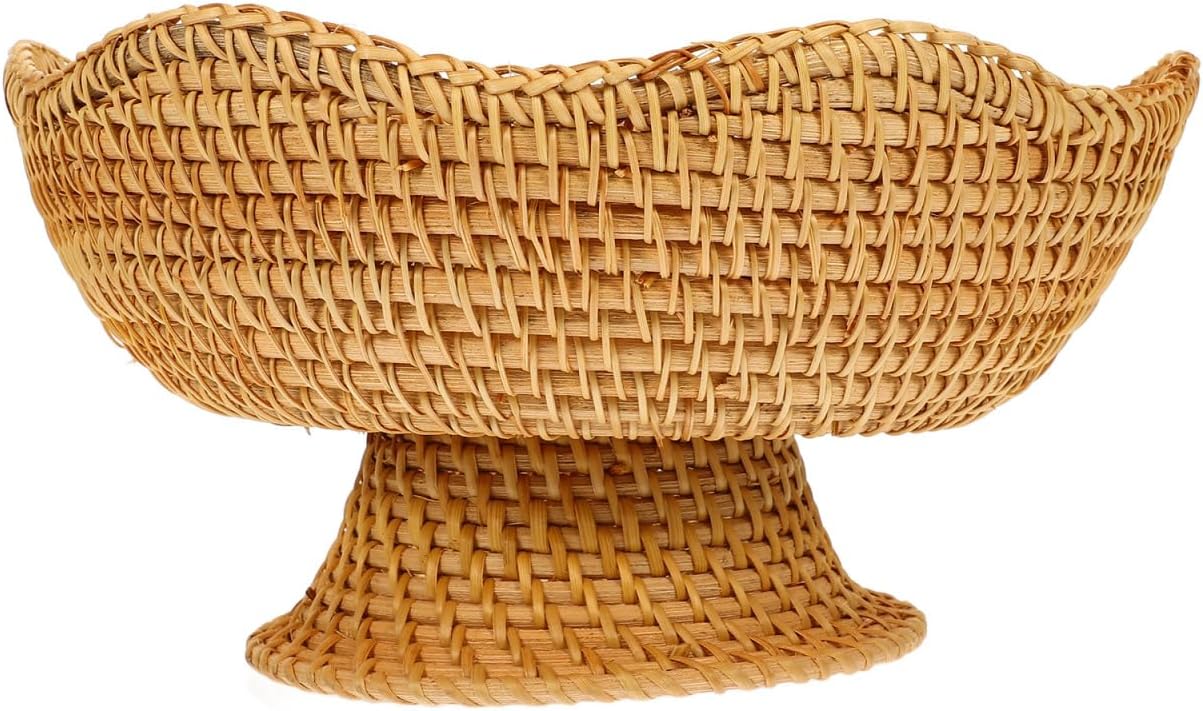 Toyvian Handwoven Wicker Bread Basket: Snack Basket Dried Fruit Serving Storage Bowls Food Serving Holder Snack Storage Round Tray Woven Decorative for Kitchen Counter Organizing, 9.84 inch