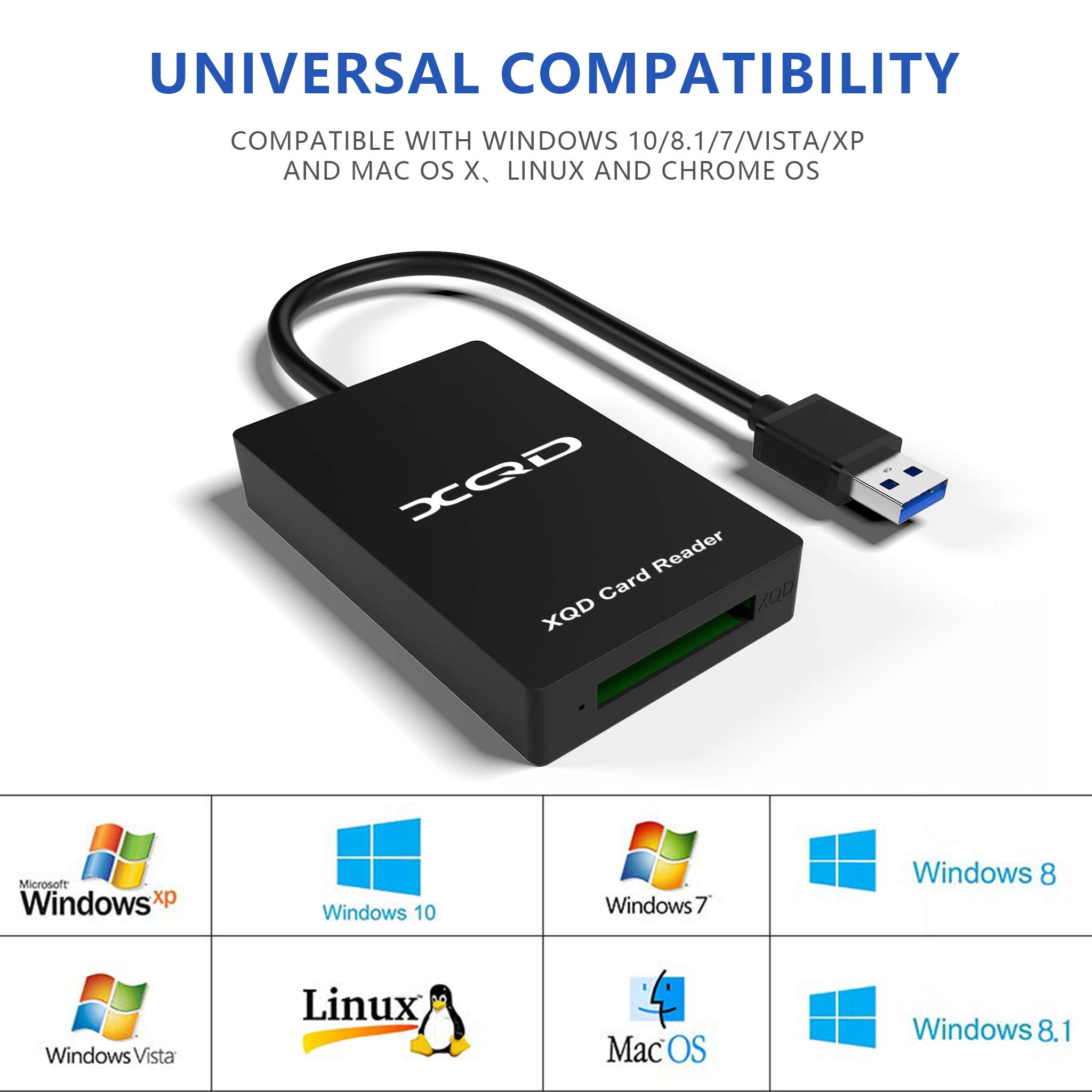 CATECK Schede XQD serie M e G, lettore di schede per dispositivi USB 3.0 5 GB/s, compatibile con Mac OS e Windows