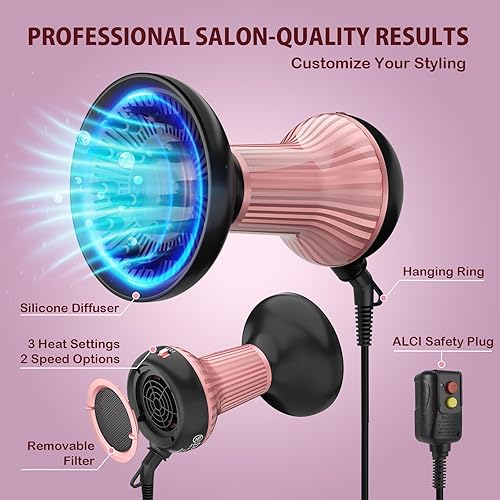 Miniatura 3 de Secador de pelo difusor para cabello rizado: Difusor profesional 2 en 1 y secadores de pelo con tecnología iónica y cerámica para cabello ondulado