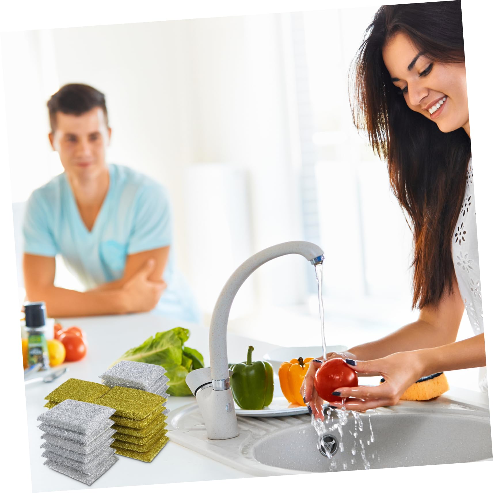 24 Esponjas para Lavar Platos Superficie Potente Rayar Esponjas de Limpieza de Cocina de Plata para Limpieza en Baño y Cocina