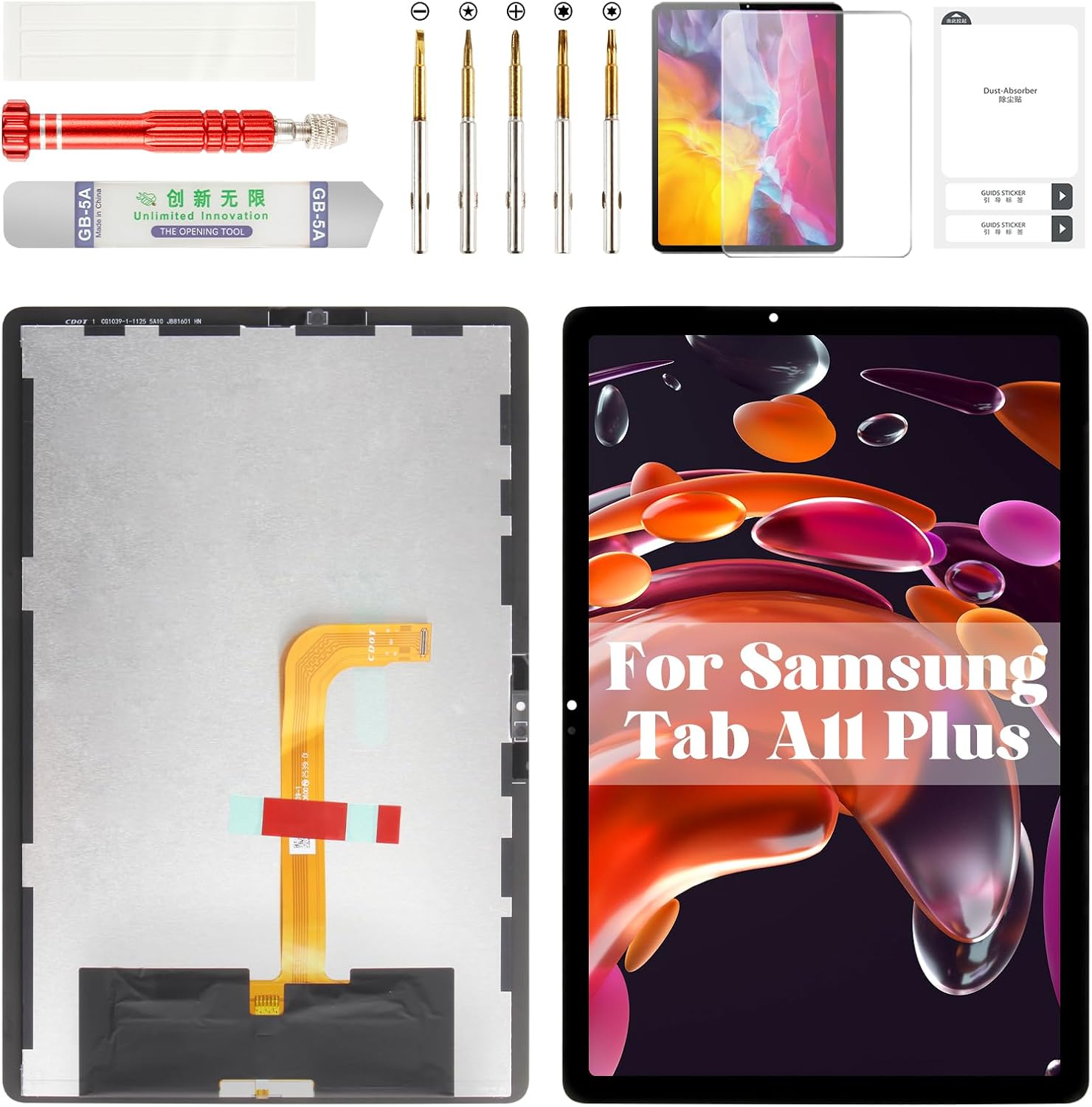 for Samsung Tab A11 Plus Screen Display for Samsung Tab A11 Plus LCD Digitizer for Galaxy SM-X230 Screen Replacement Touch Assembly SM-X236B Black 11"