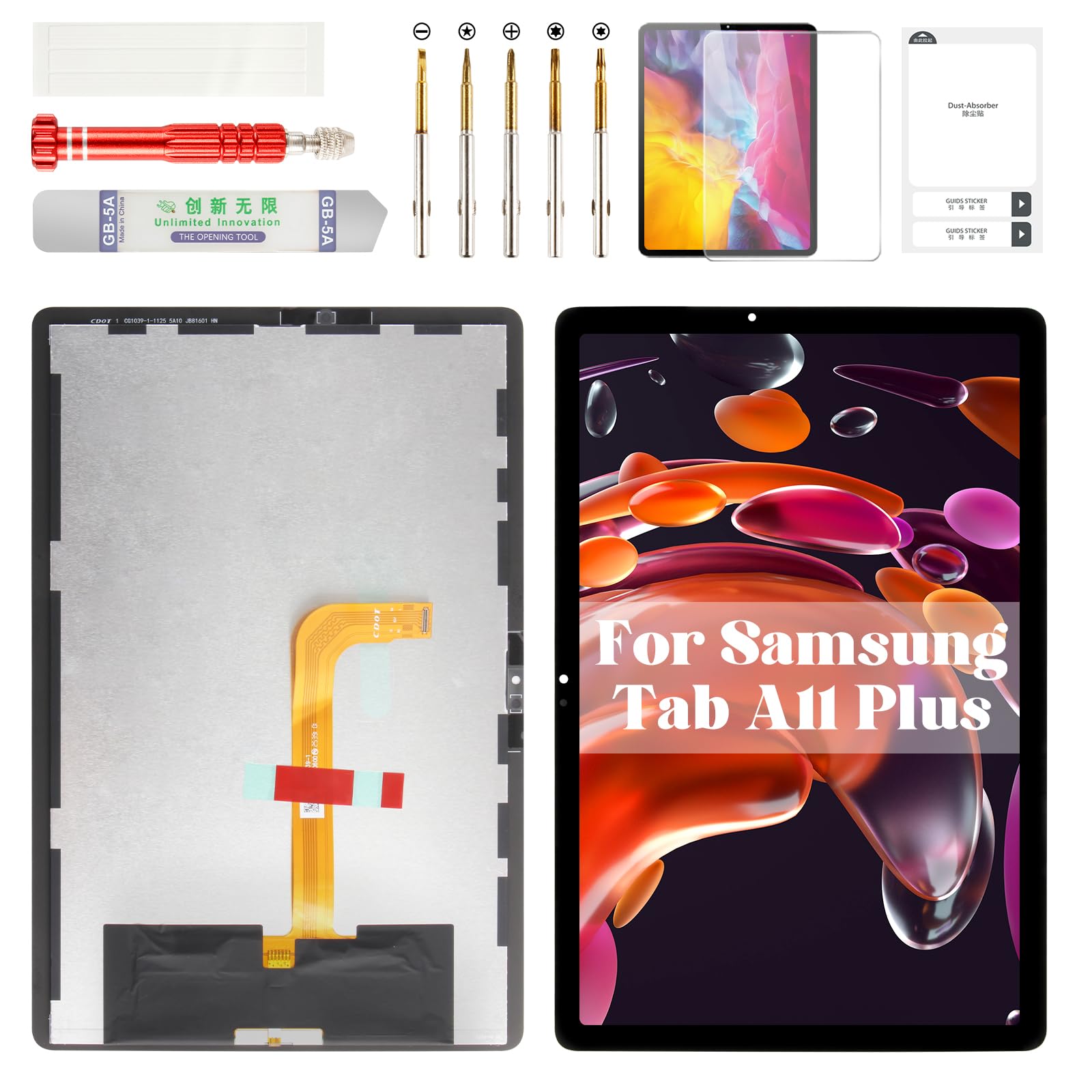 for Samsung Tab A11 Plus Screen Display for Samsung Tab A11 Plus LCD Digitizer for Galaxy SM-X230 Screen Replacement Touch Assembly SM-X236B Black 11"