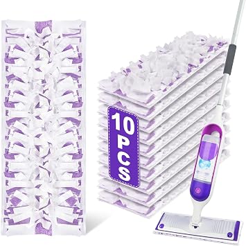 Mop Pads for Swiffer Powermop - 10 Pack Wet Dry Disposable Refills for Hardwood Floor Cleaning - Mopping Replacement for Tile Wood Multi-Surface Floors - Sweeping Cloths for Home Kichen
