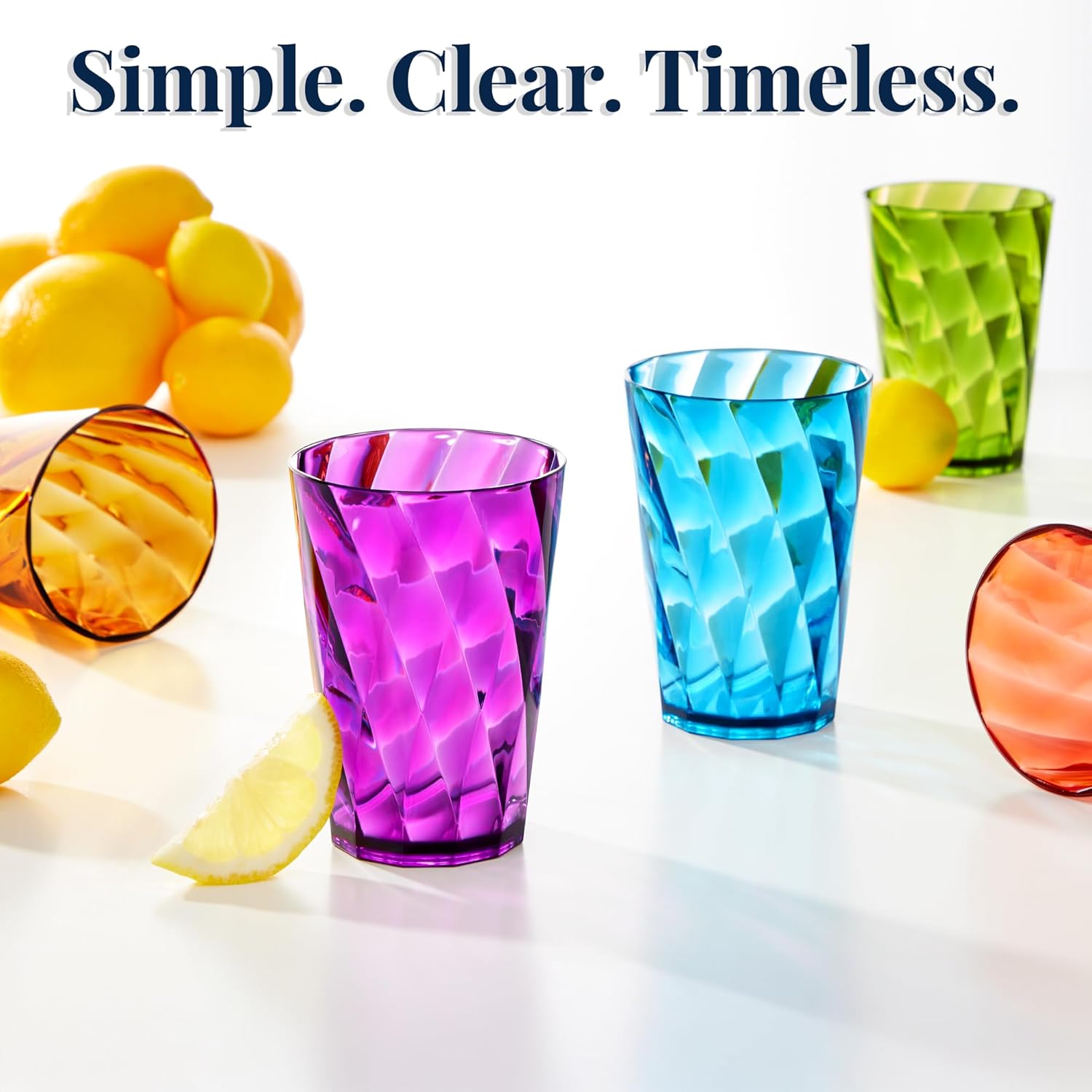 US Acrylic Optix Mini Plastic Reusable Drinking Glasses (Set of 8) 8oz Juice Cups in Jewel Tone Colors | BPA-Free Tumblers, Made in USA | Top-Rack Dishwasher Safe - Image 6
