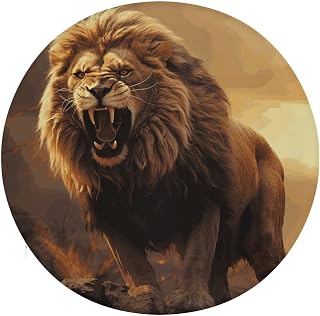 Angry Roaring Lion Round Seat Cushion, Chair Cushion with Removable Washable Cover, Breathable Chair Pad for Dining Kitchen Office Car Home