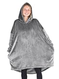 Bare Home Microplush Wearable Blanket with Side Pockets - Soft and Plush - Warm and Cozy - Adult & Kid Sizes (Adult, Grey)