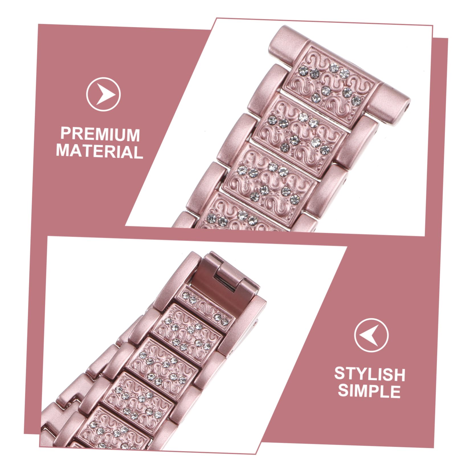 Hemobllo 3pièces Bracelet De Montre Blaze Métallique Avec Strass Remplacement Élégant Et Confortable Pour Montres Connectées Rose Poudré