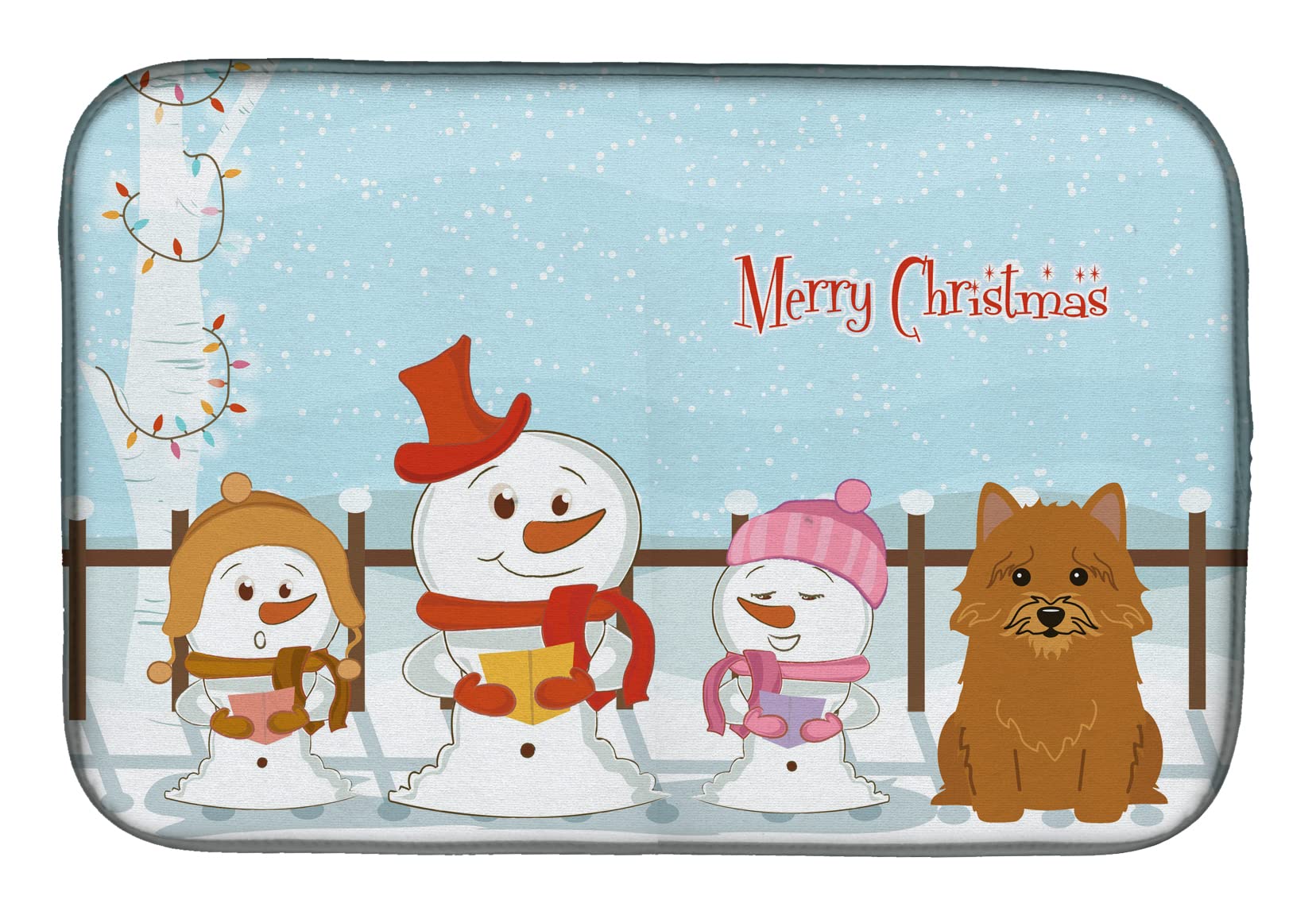 Tapis de séchage Norwich Terrier vaisselle de Noël sur comptoir