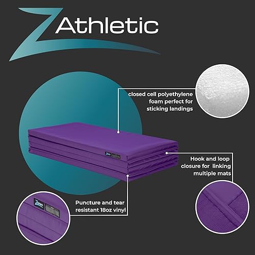 Miniatura 5 de Z Athletic Colchoneta plegable para gimnasia y acrobacia, 4 pies x 8 pies x 2 pulgadas