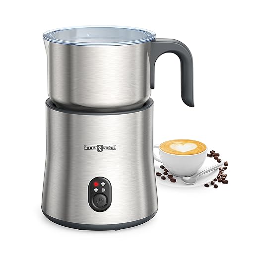 Paris Rhône Milk Frother and Steamer, 500ML/16.9OZ Detachable Hot Chocolate Maker, Electric Milk Warmer, Hot Cocoa Maker, Stainless Steel Hot/Cold Foam Maker, Dishwasher Safe
