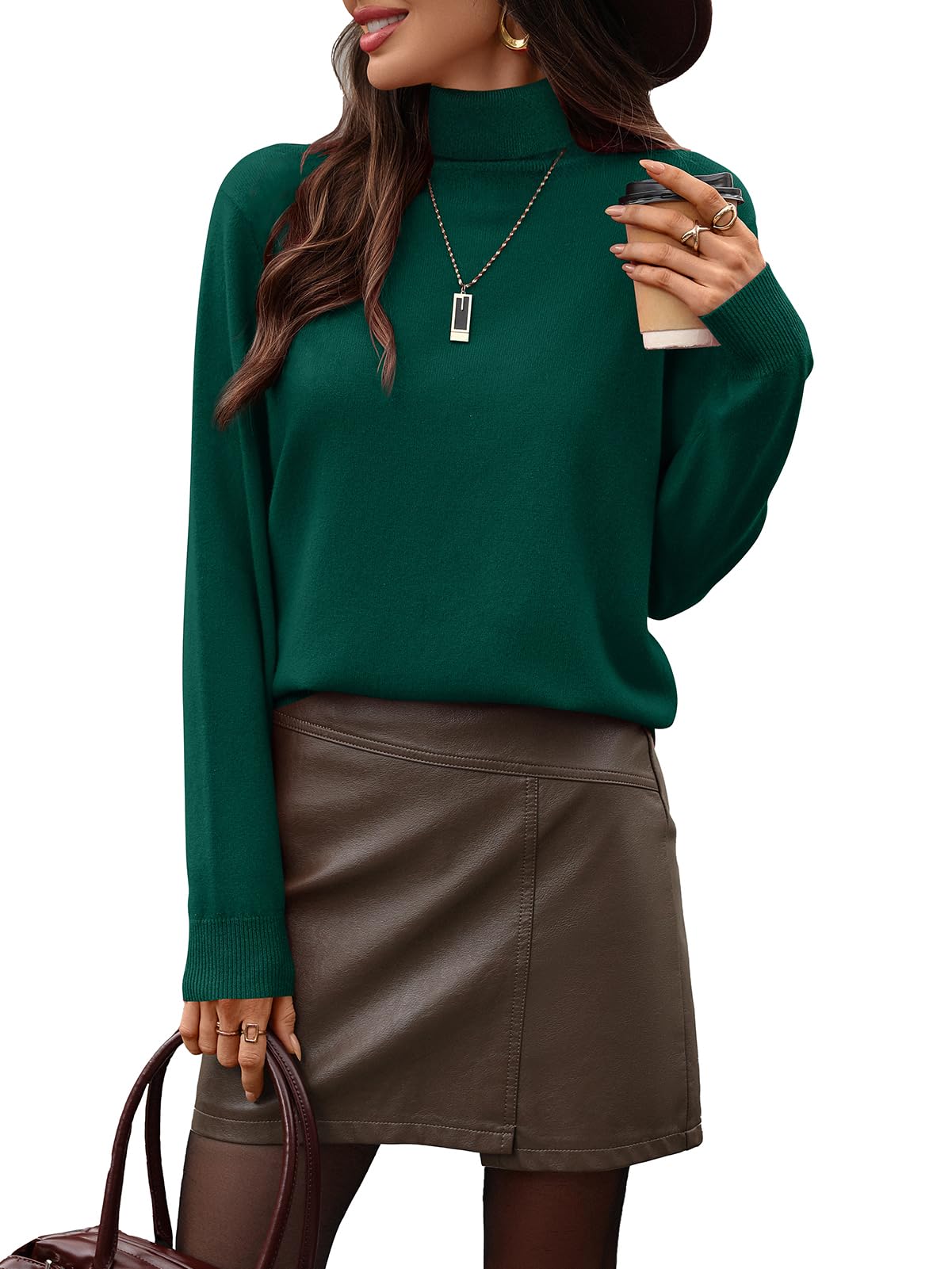 Womens 100 Wool Turtleneck Sweater Oversized Dropped Shoulder Long Sleeve Knit Pullover Fall Winter Classic Comfort