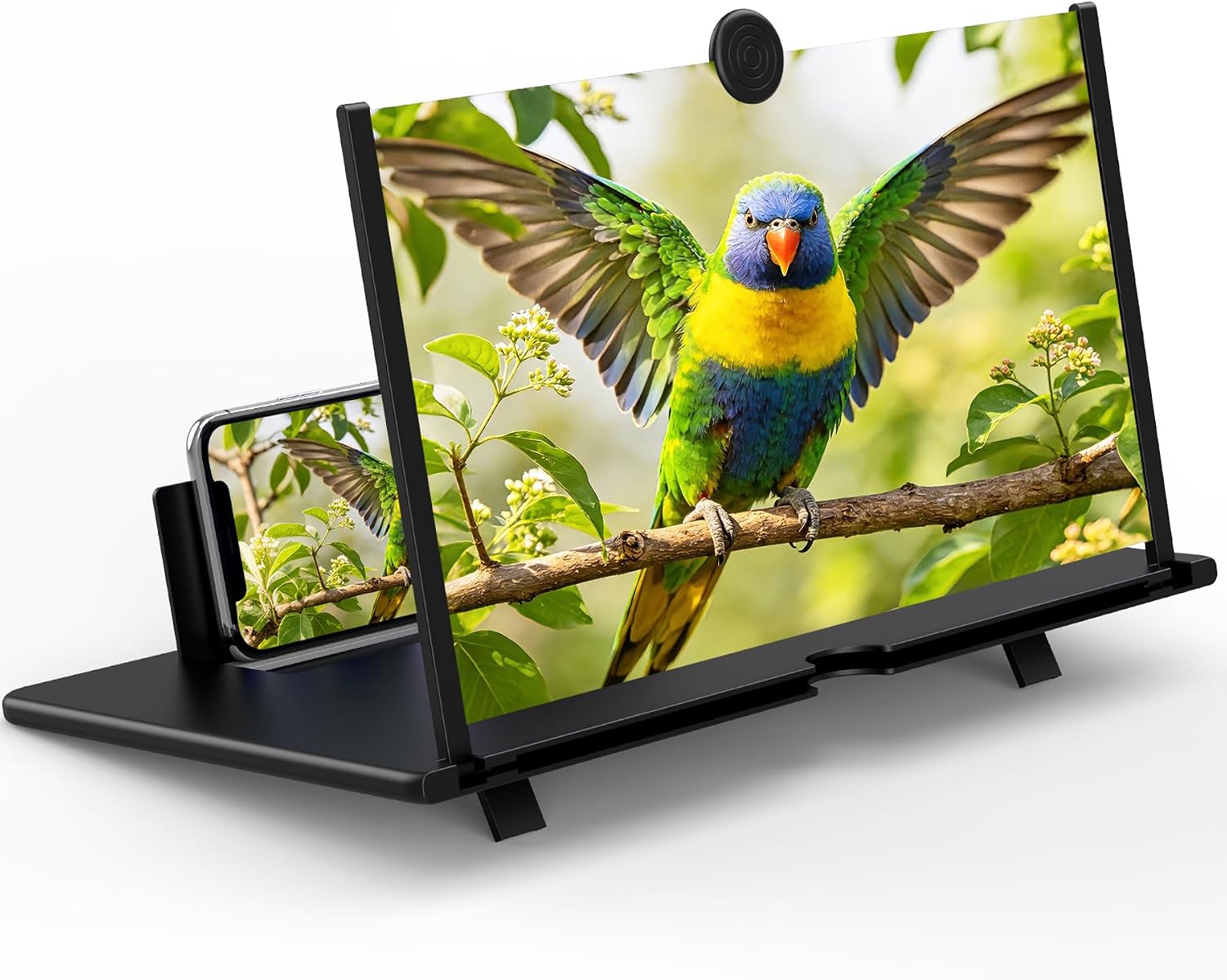 12" Screen Magnifier for Cell Phone,3D HD Magnifying Projector Screen Enlarger for Movies, Videos and Gaming, Foldable Phone Stand Holder with Screen Amplifier,Gifts for Mom Dad & Friends(Black 12")