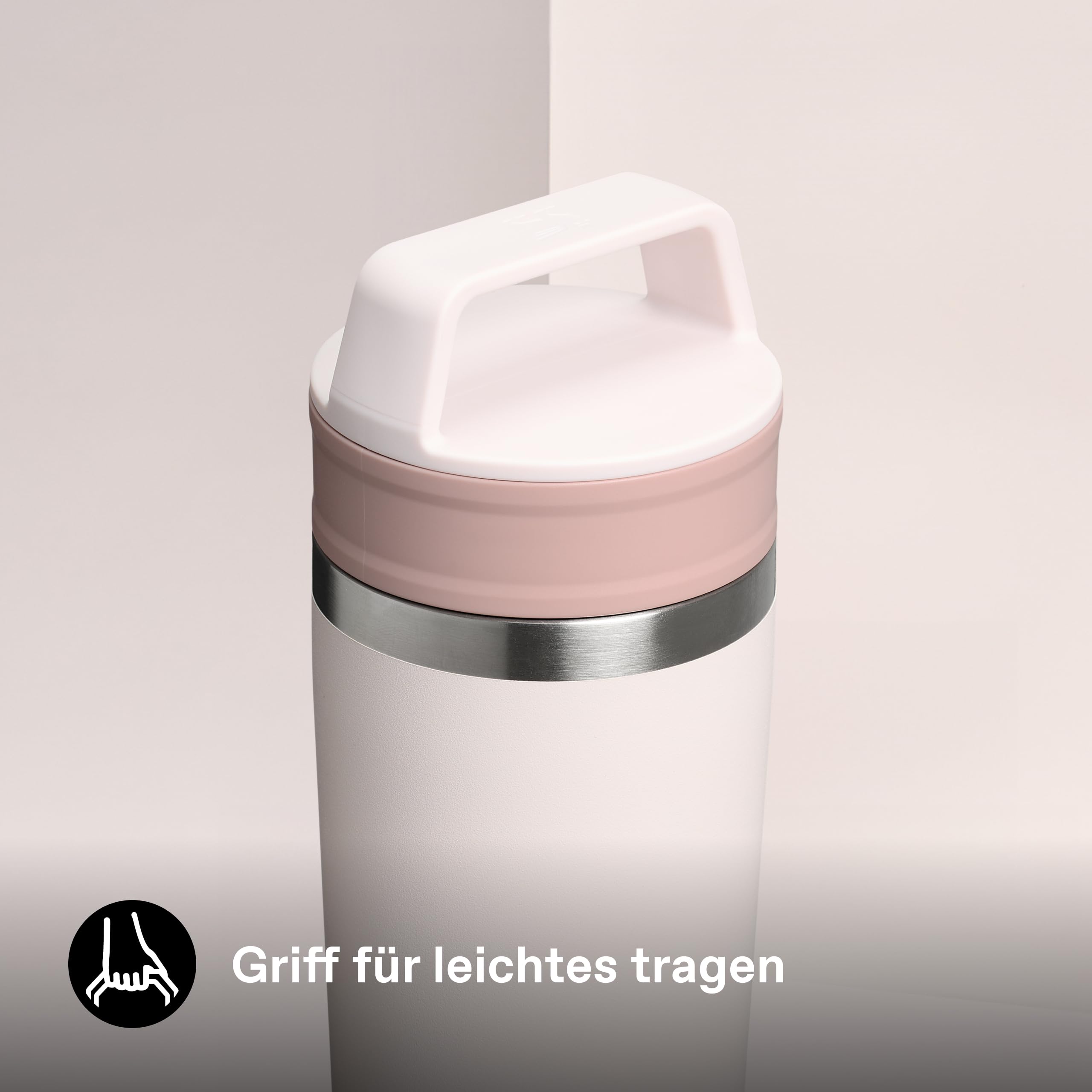 STANLEY 1913 Cafe Kaffeebecher To Go 0.47L - Hält 4 Stunden Heiß - Edelstahl Thermobecher - Spülmaschinenfest - Coffee Becher - Rose Quartz | Hält 5 Std. heiß - 6 Std. kalt - Spülmaschinenfest - Tragegriff - Edelstahl