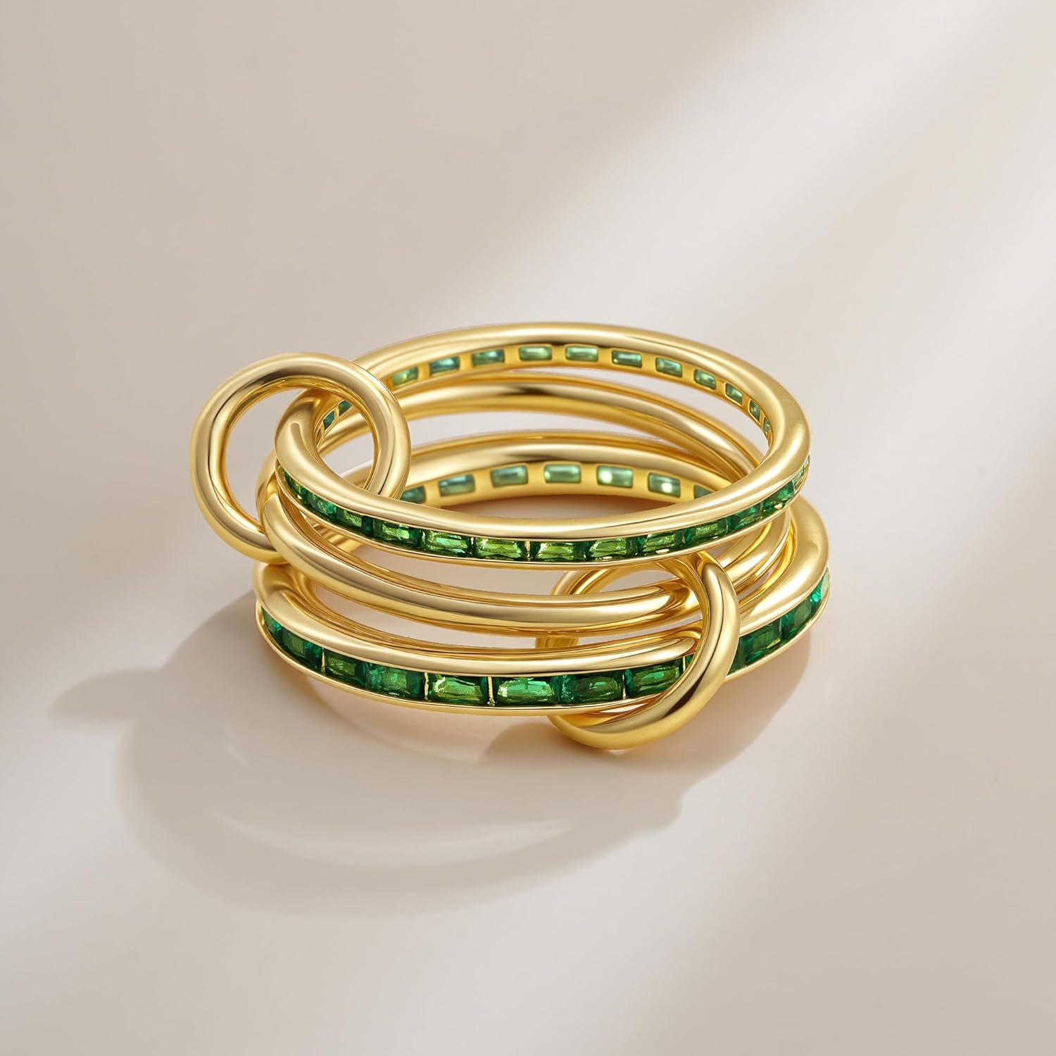 SLOONG Gold Stackable Rings for Women Non Tarnish, Dainty 18K Gold Plated Cubic Zirconia Rings, Silver Rose Gold Rings Set, Multi Ring Mixed Metals Stackable Ring Set for Women - Image 2