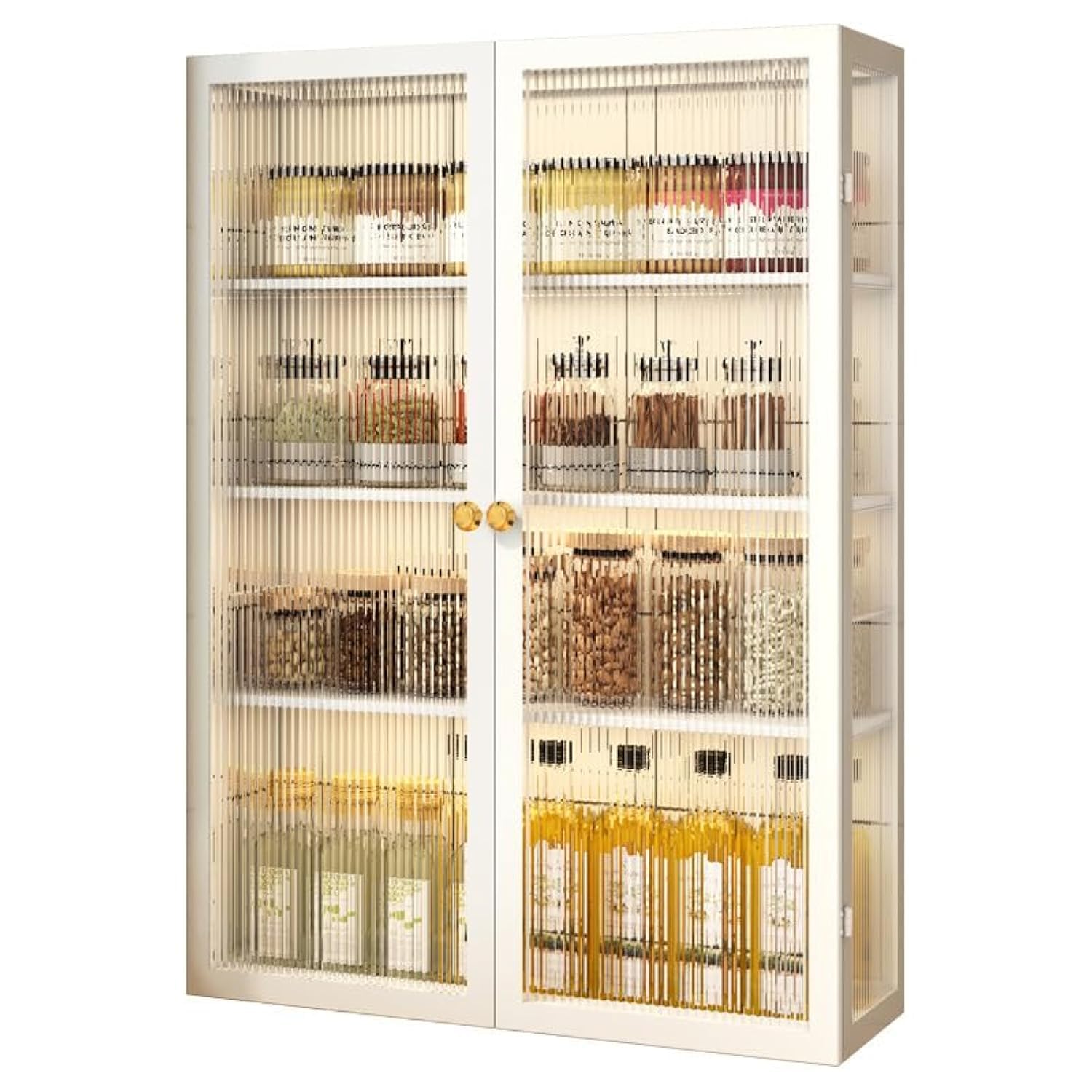 ANTOLE 4 Tier Bathroom Storage Cabinet,Bathroom shelf wall Mounted Storage Cabinet with Clear Doors for Bedroom,BathroomLiving Room,Kitchen storage Organizer 4 layers with door