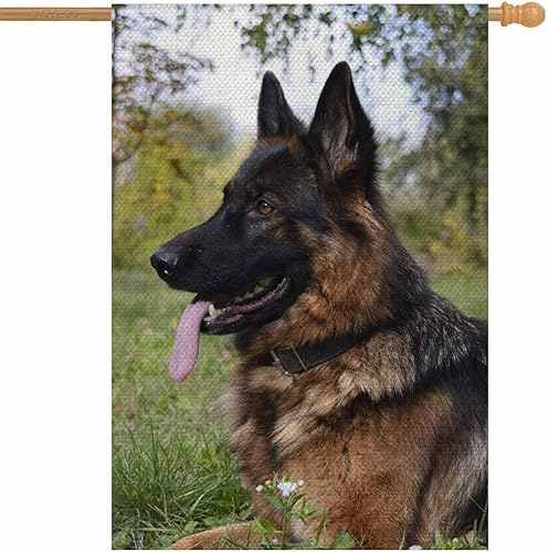 AOYEGO Bandera de casa de perro de pastor alemán de 28 x 40 pulgadas, grande, vertical, de doble cara, para retrato, entrenamiento de campo en la