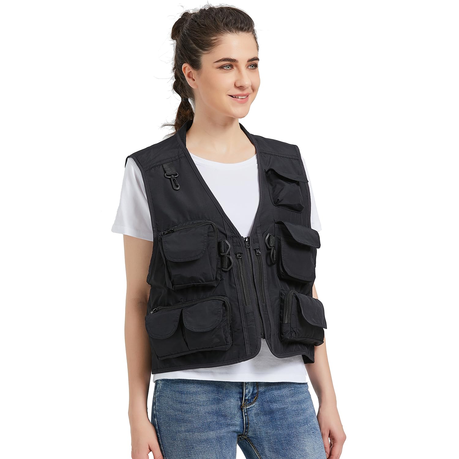 Ziker Gilet de pêche en maille respirante pour femme avec poches