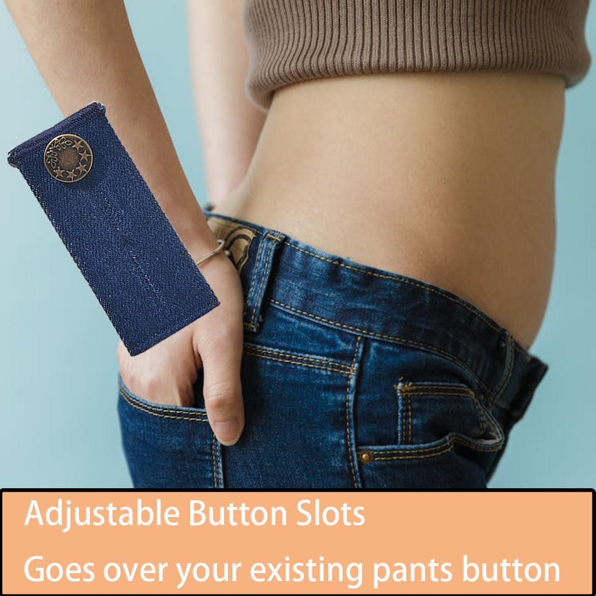 4 Pieces Waist Extender for Pants Jeans, Waistband Extenders, Adjustable Jeans Button Extender, Button Extender for Jeans for Jeans, Trousers, Dress and Pants - Image 6