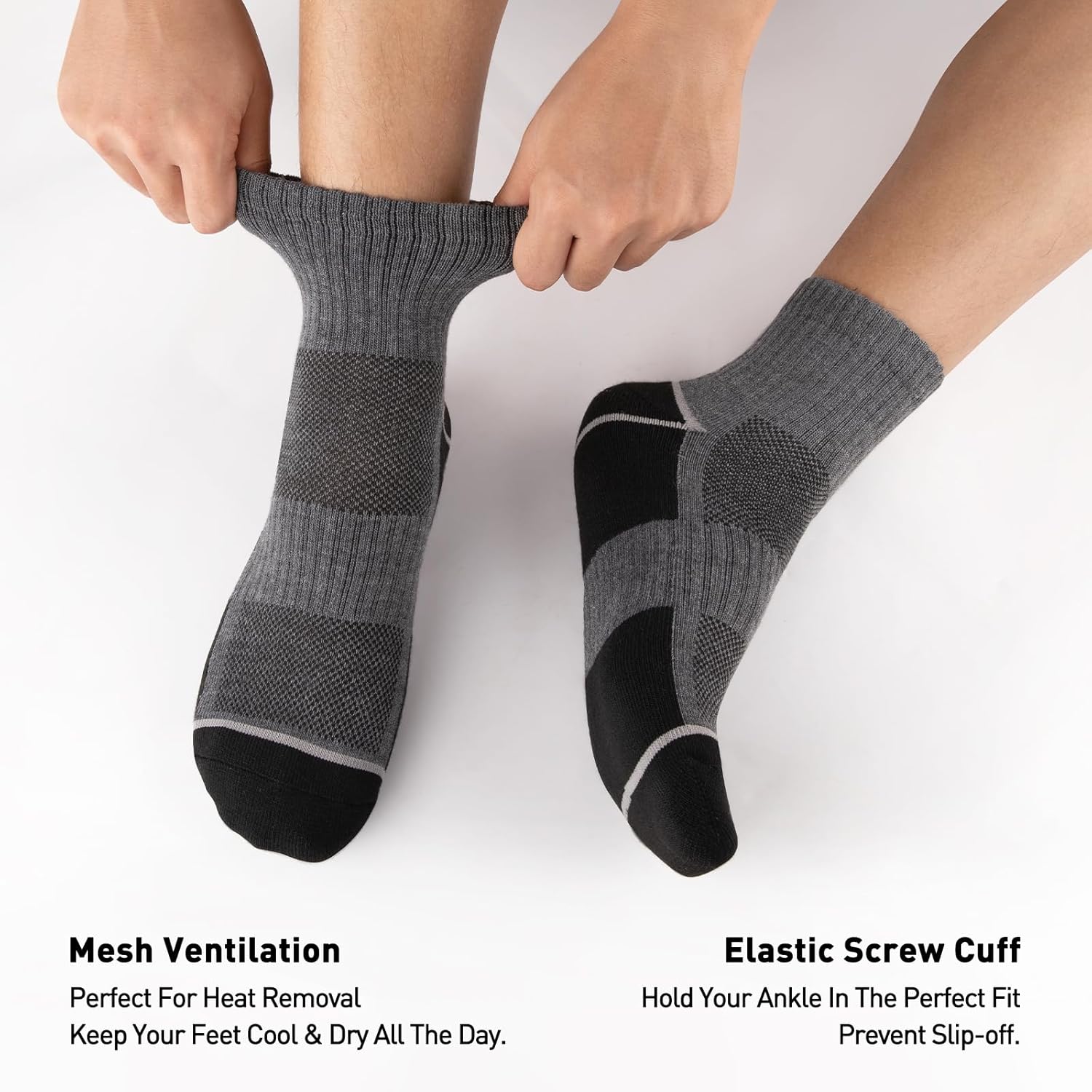 COOVAN 8 Pairs Mens Ankle Athletic Socks Quarter Cushion Comfort Casual Running Moisture Wicking Sports Socks - Image 2