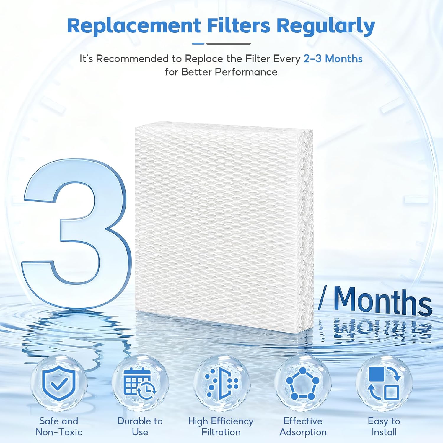 8-Pack HFT600 Humidifier Replacement Wicking Filter T for Honeywell Hev615 Hev620 Humidifier, Compatible with Honeywell HFT600 Humidifier Filter T, Replace Part# HFT600T HFT600PDQ