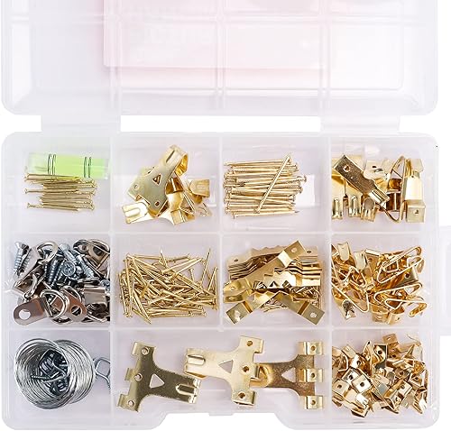 Miniatura 2 de Hongway Kit de 276 piezas para colgar fotos, surtido de colgadores de fotos, ganchos de marco resistentes con clavos, alambre para colgar, ojales de
