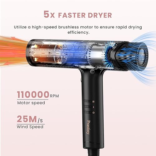 Miniatura 2 de Hair Dryer with Diffuser: Professional High Speed Quiet Ionic Blow Dryer - Intelligent Heat Control - Lightweight Portable Travel & Home for Women &