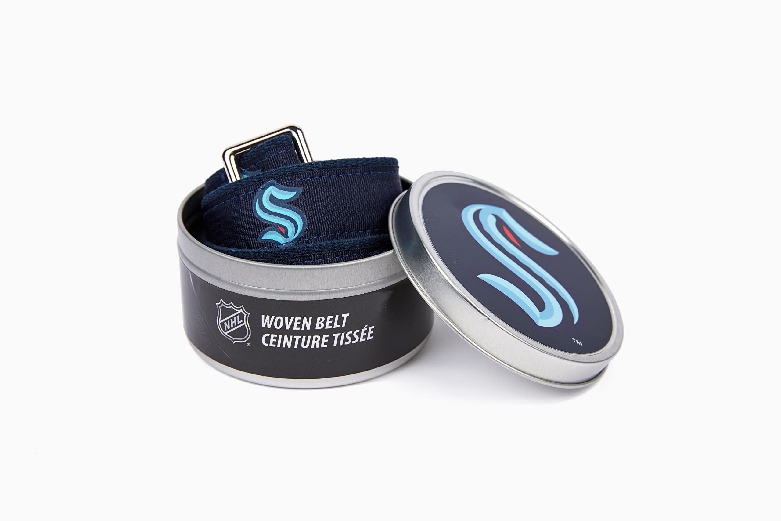 GELLS Seattle Kraken NHL Hockey Belt Officially Licensed With Nickel Finished Brass Buckle And Logo Tin Youth Size Large