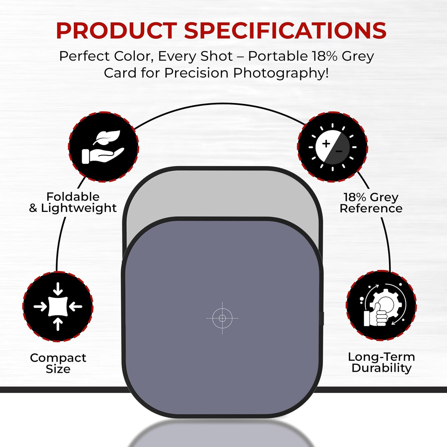 REFLEX CAMERA 24x24 (60x60cm) Foldable Double Sided White Balance 18% Grey Card - Portable Gray Reference Reflector for Photo & Camera Colour Correction - Achieve Accurate White Balance in Every Shot
